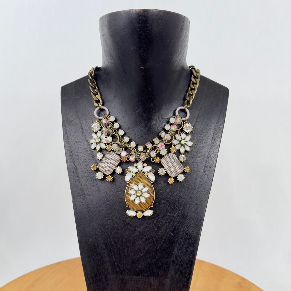Vintage Betsey Johnson Whimsical Statement Bib Necklace Multi-tiered Chunky Bead